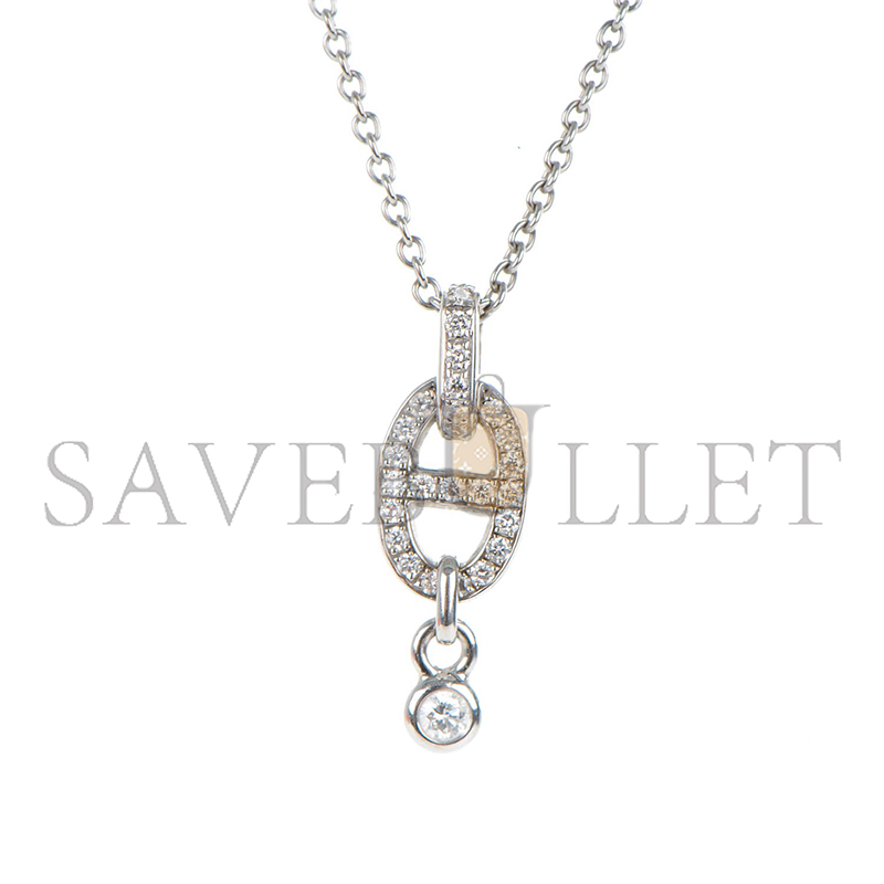 HERMÈS 18K WHITE GOLD DIAMOND PM CHAINE D'ANCRE ENCHAINEE NECKLACE 